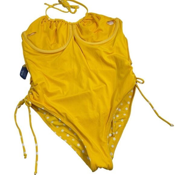 ASHLEY GRAHAM X‎ SWIMSUITS FOR ALL POLKA DOT HALTER ONE PIECE SWIMSUIT 12 - Picture 3 of 8